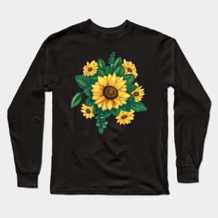 Cute Sunflower Bouquet Sticker Long Sleeve T-Shirt